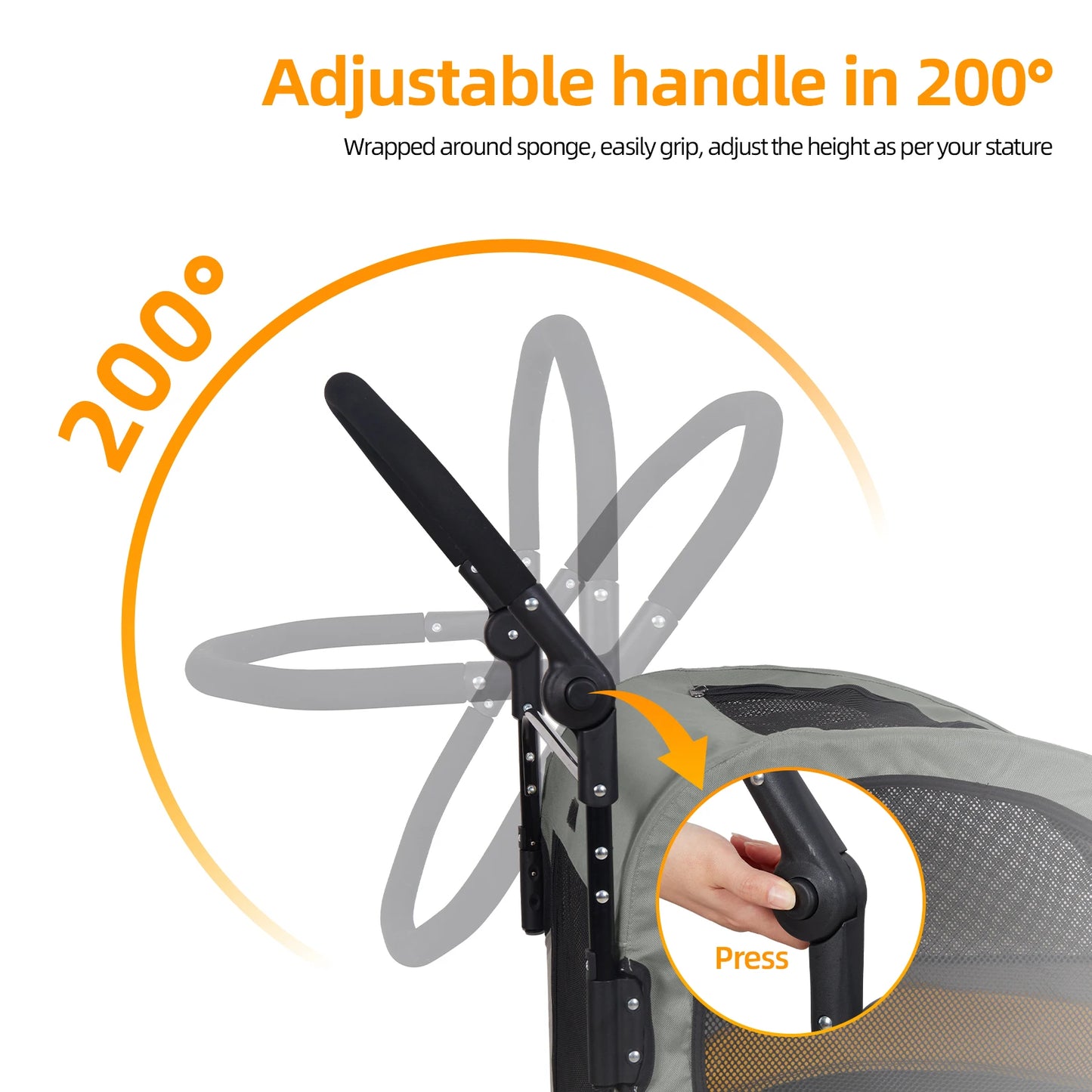 Portable Dog Stroller 4 Wheels for Large Dogs