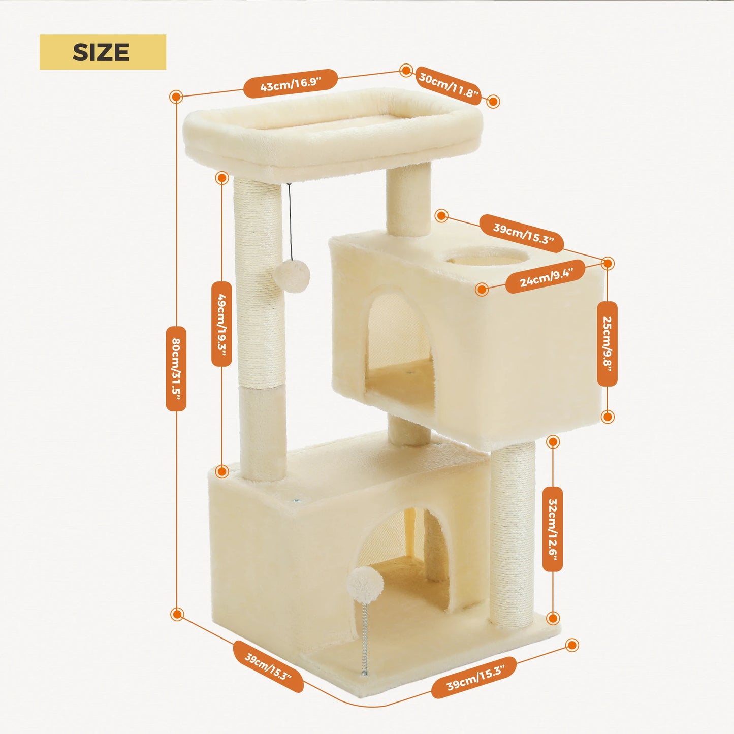 Cat Tree Tower with Detachable Top Perch