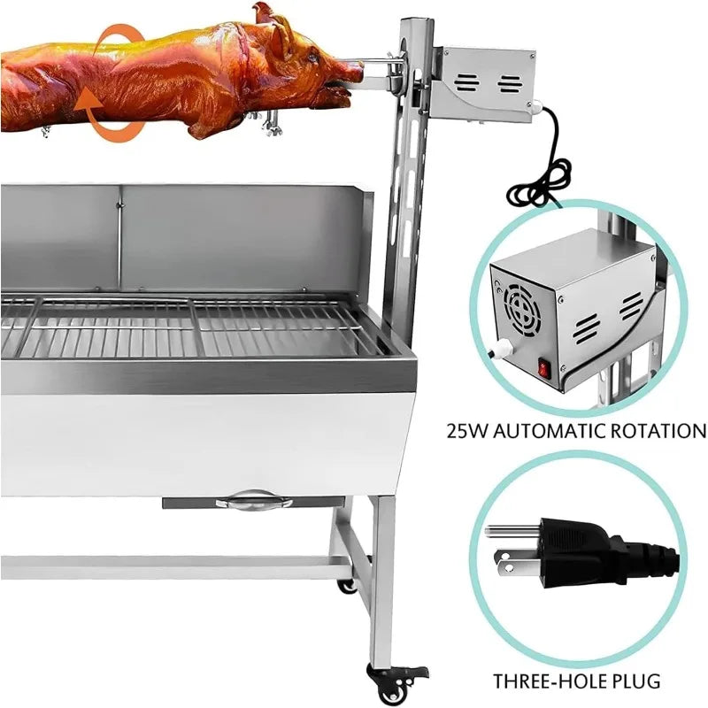 Stainless Steel Rotisserie Grill with Back Cover Guard