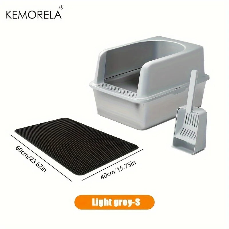 Stainless Steel Litter Box With Litter Mat And Litter