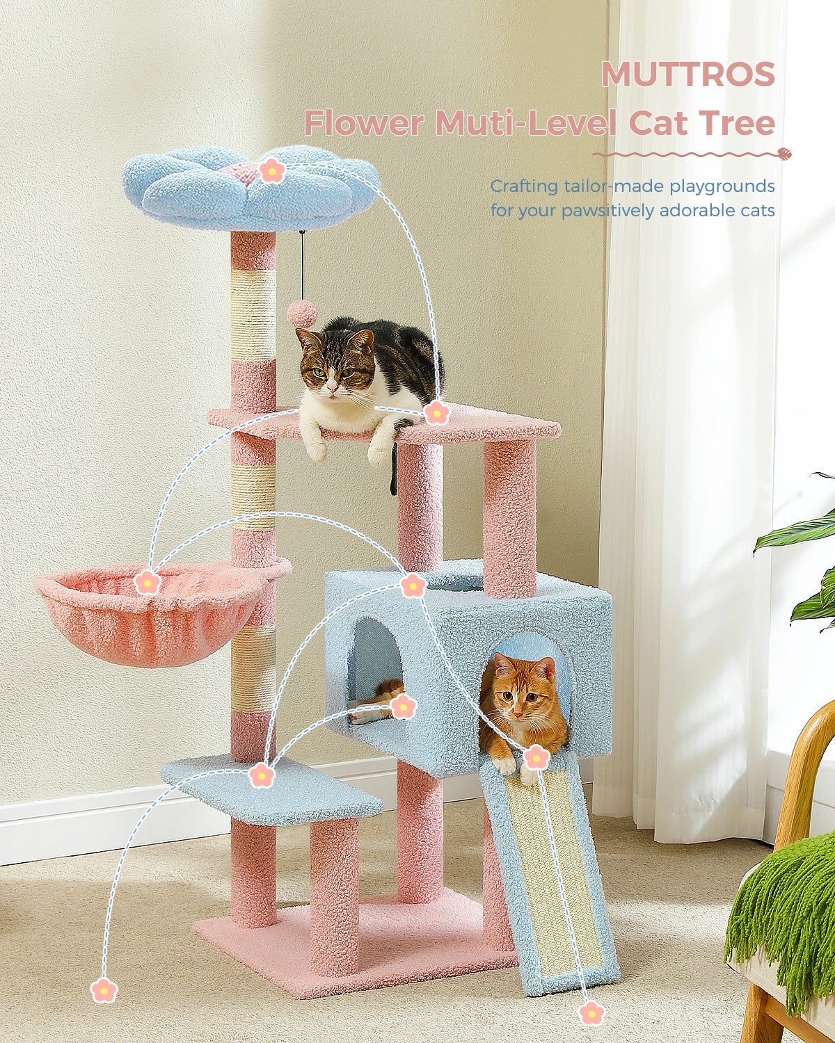 Multi-Level Flower Cat Tree Tower