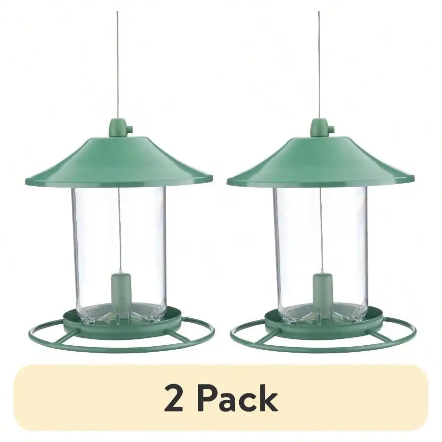 (2 Pack) Green Panoramic Bird Feeder