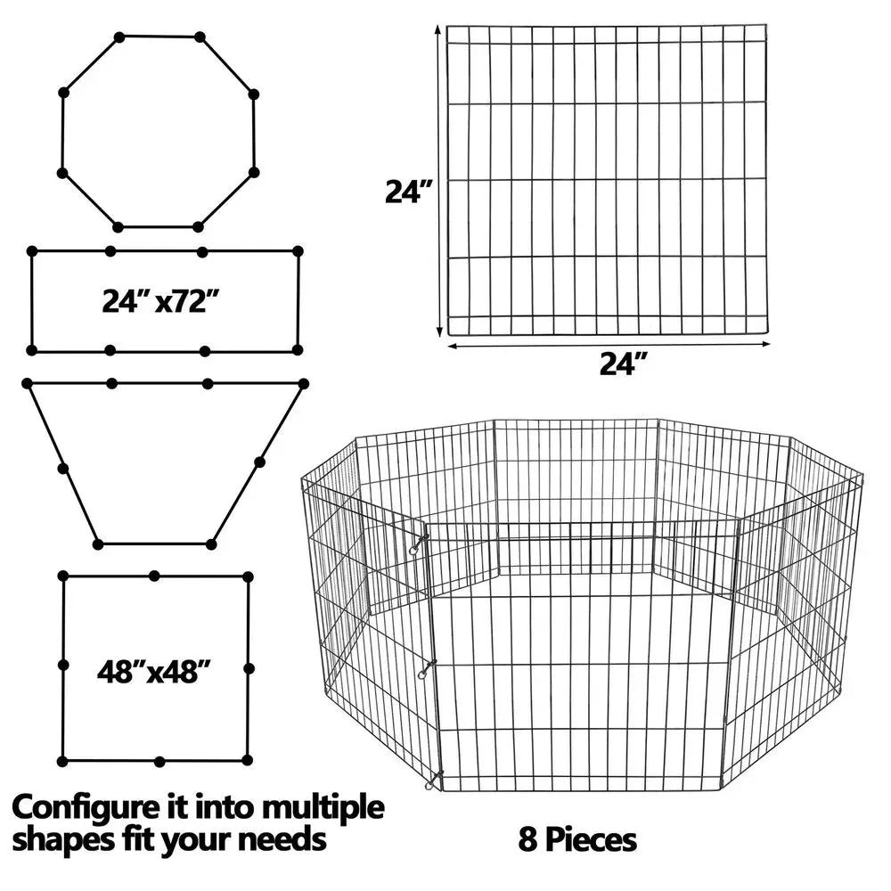 24" Tall 8 Panels Metal Dog Playpen