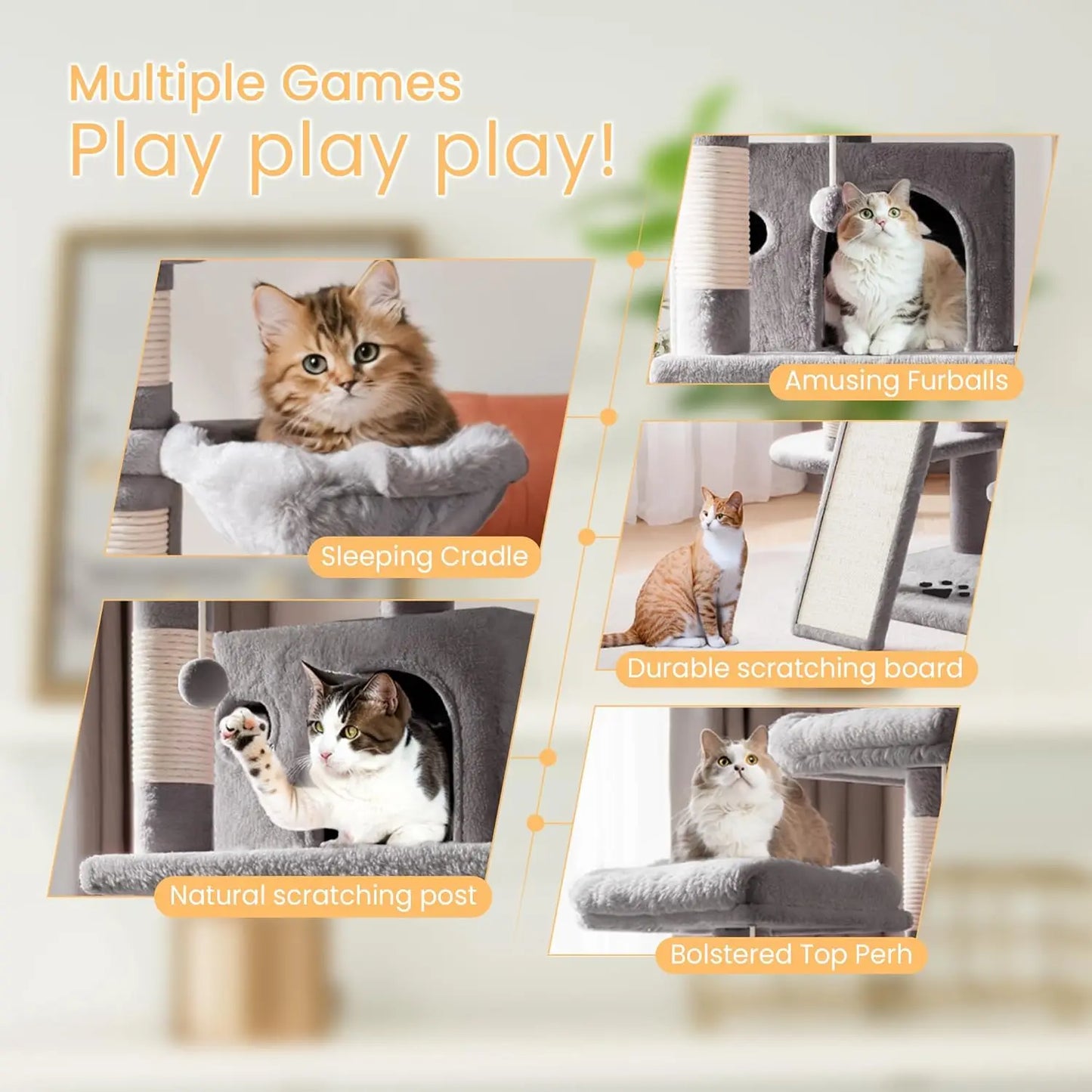 68 Inches Multi-Level Large Cat Tree for Large Kitties/Big Cat