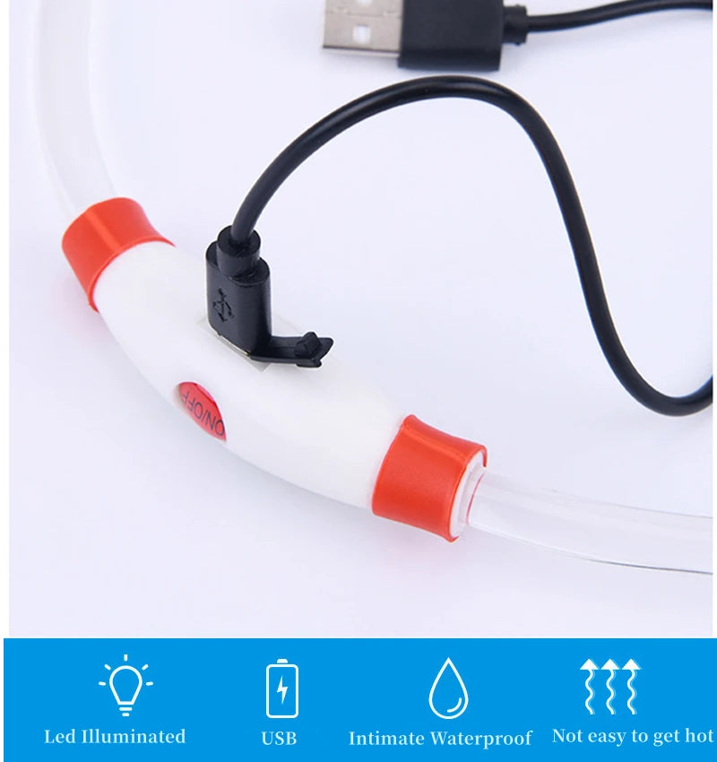 USB Charging Necklace Led Luminous Dog Collar Light