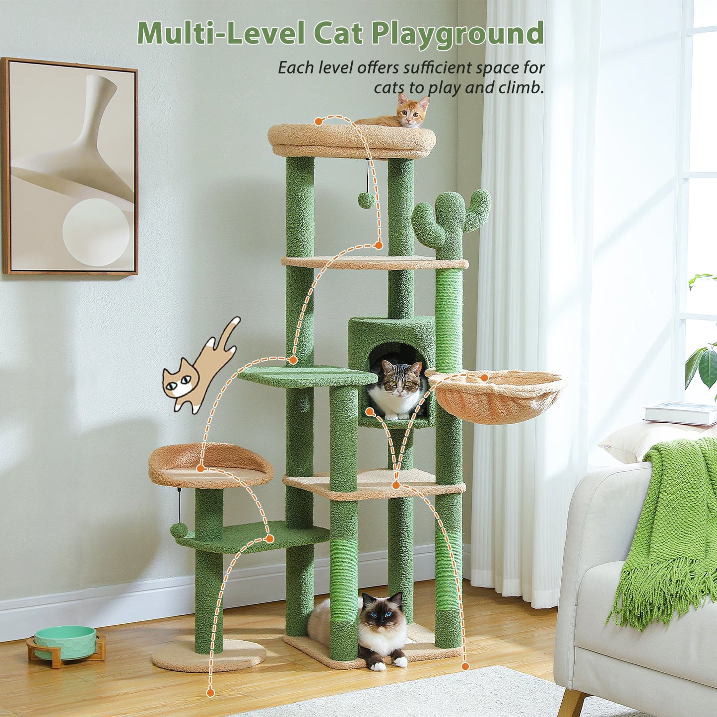Cactus Large Cat Tree Tower for Indoors