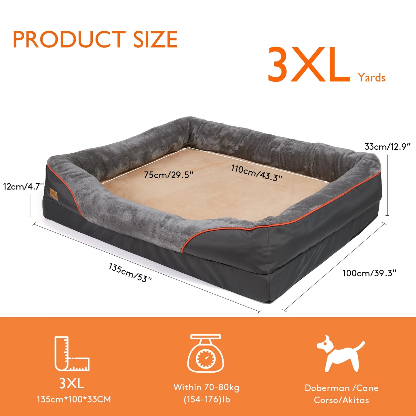 L XL 2XL 3XL Dog Bed