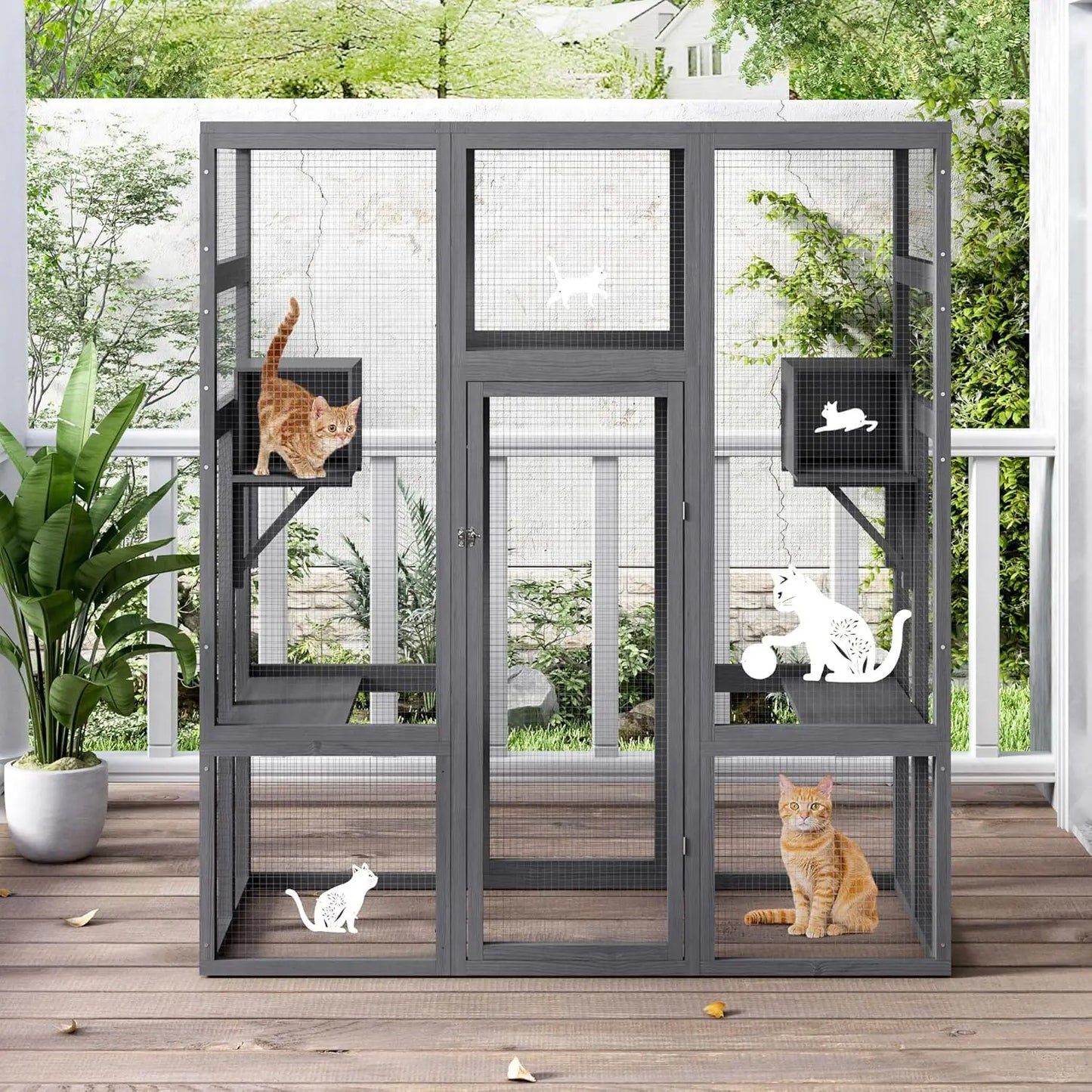 Large Spacious Wooden Catio Outdoor Cat Enclosure