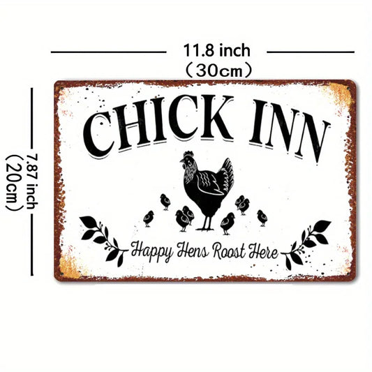 "Vintage Metal Chicken Coop Sign - Happy Hens Roost Her