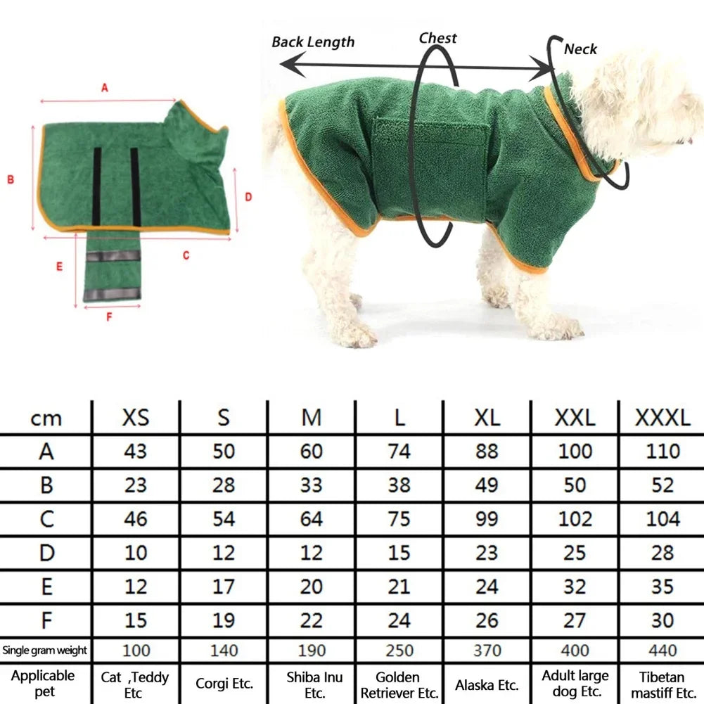 Dog Bathrobe Bath Towel Robe