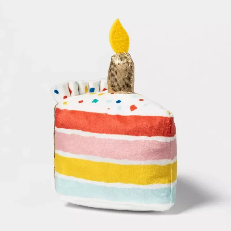 Birthday Cake Plush Dog Toy with Squeaker