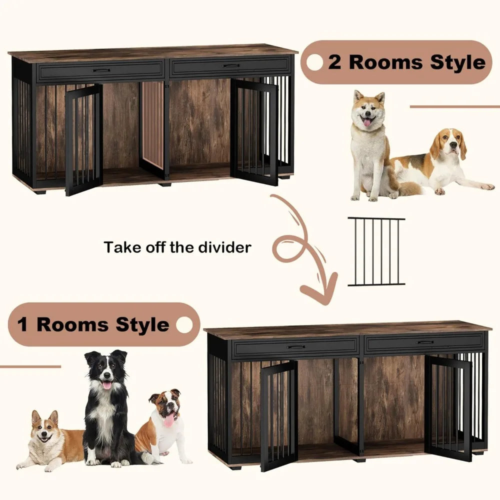 Large Dog Crate Furniture for 2 Dogs