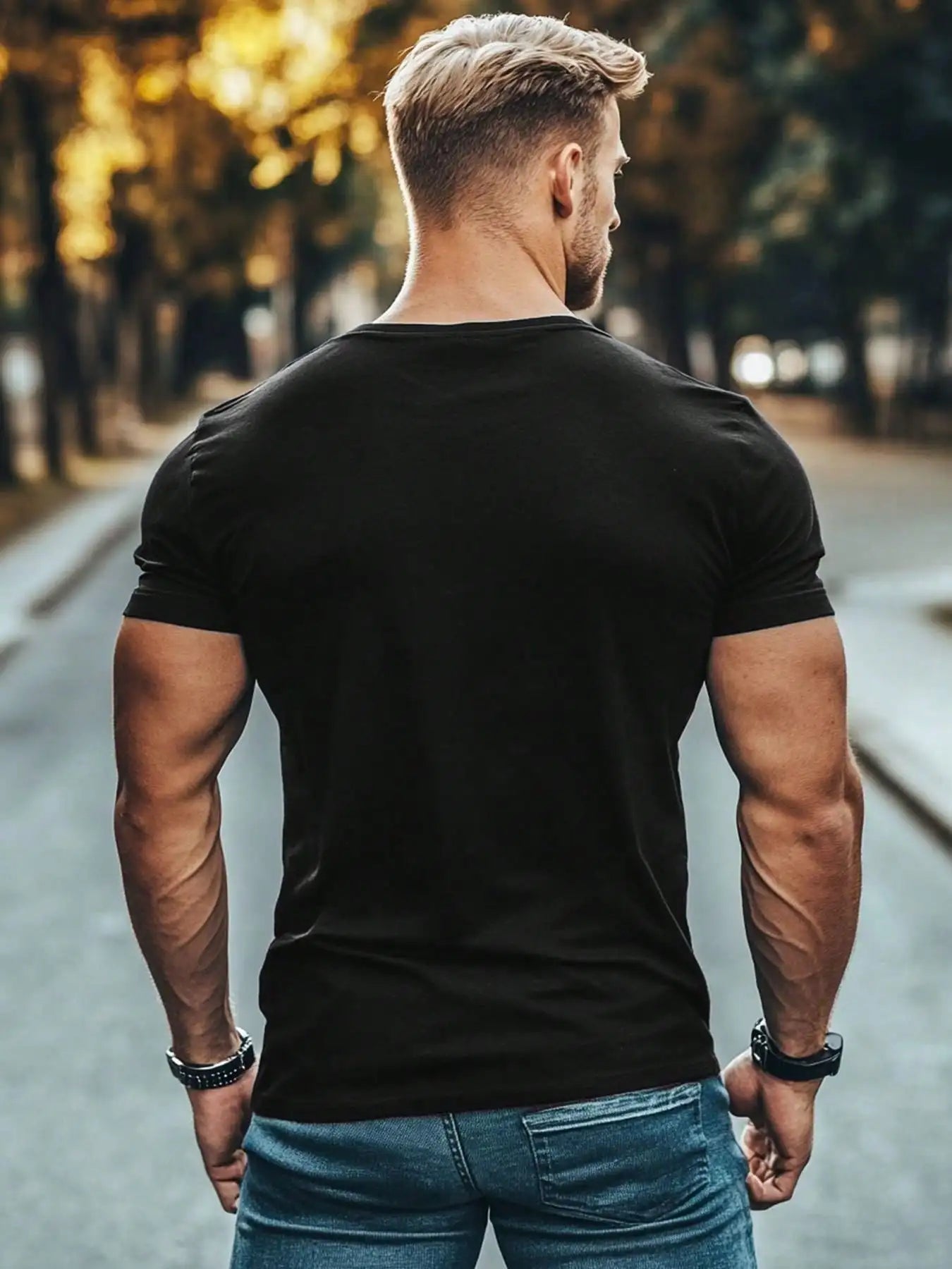 Men's Casual Cotton T-Shirt with "My Shadow Has Four Legs & Tail" Dog Paw Print Slogan