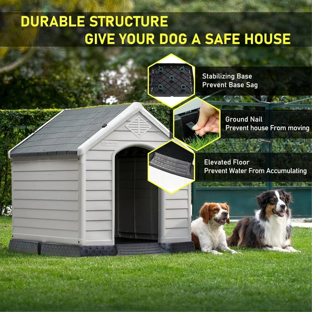 Durable Waterproof Plastic Dog House for Small to Large Sized Dogs