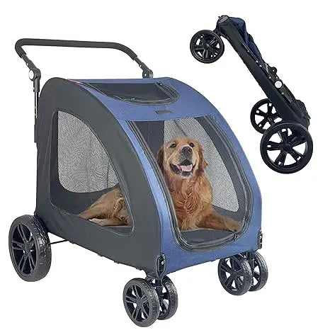 Foldable Pet Jogger Stroller for Large Dogs up to 110 lbs