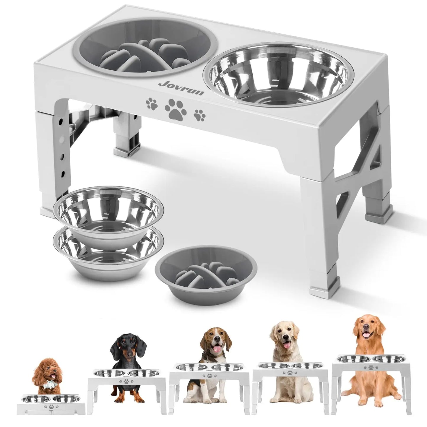 Adjustable Elevated Dog Bowls Stand
