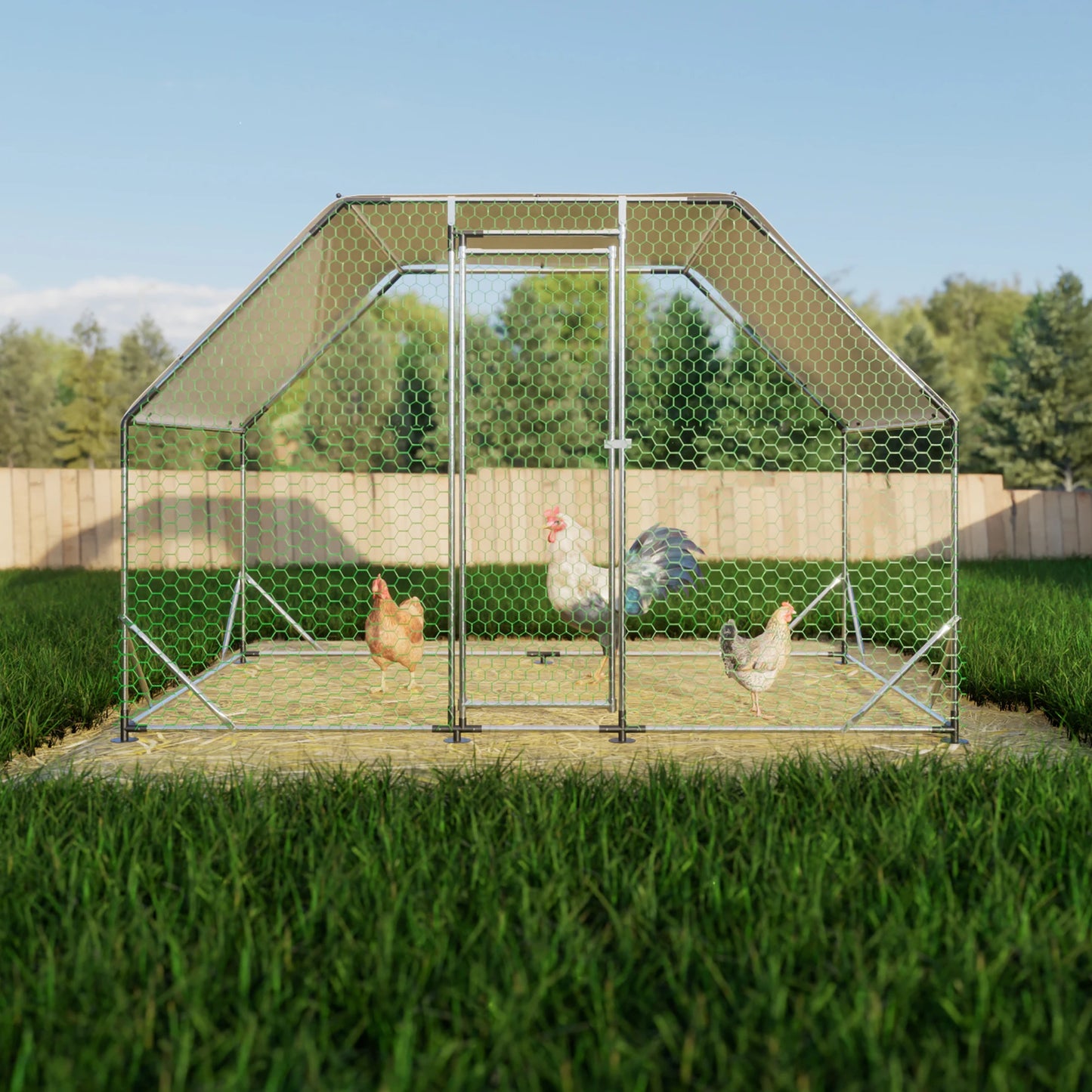 LZBEITEM 9.94 ft. x 6.46 ft. x 6.36 ft. Metal Large Chicken Coop