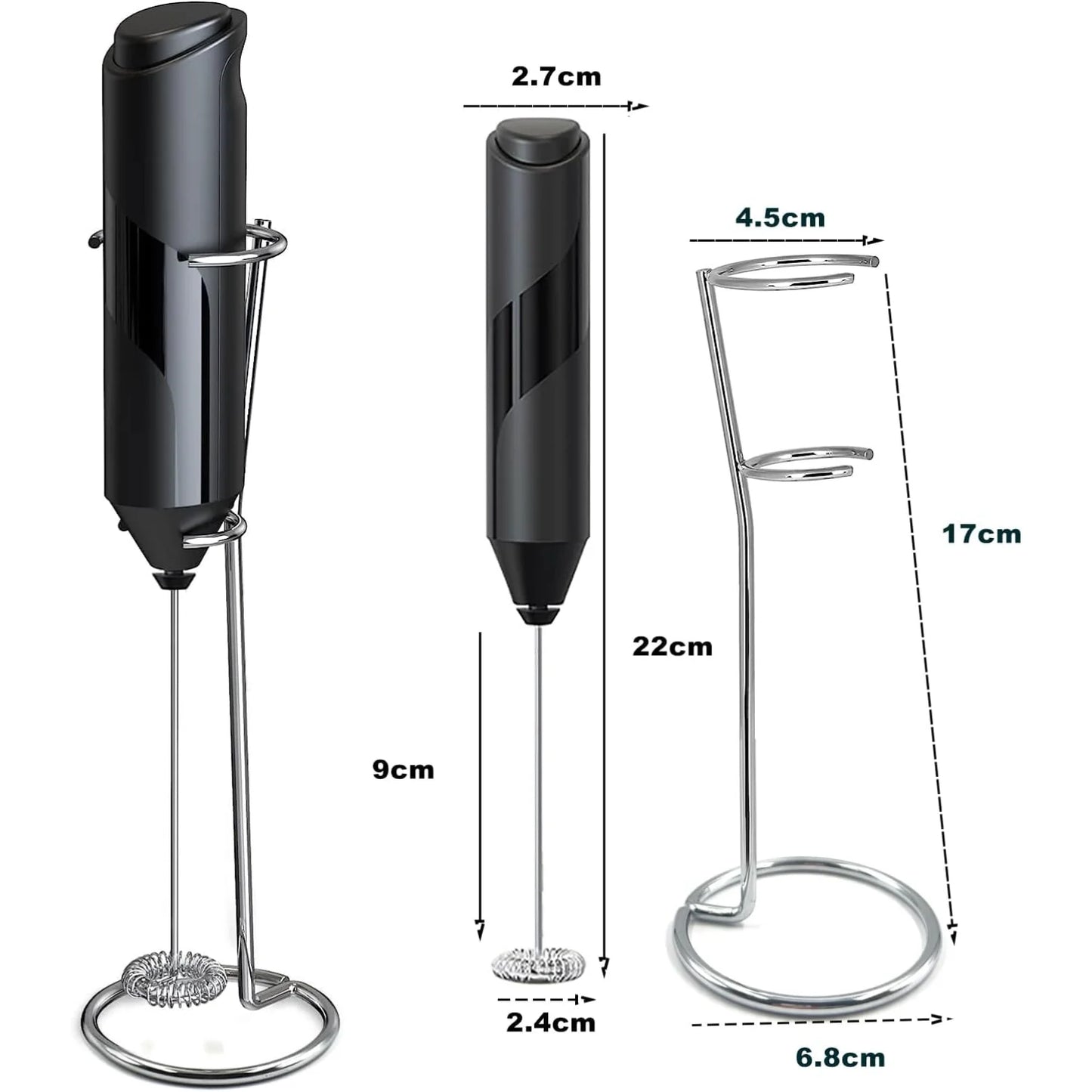Milk Frother with Stainless Steel Stand