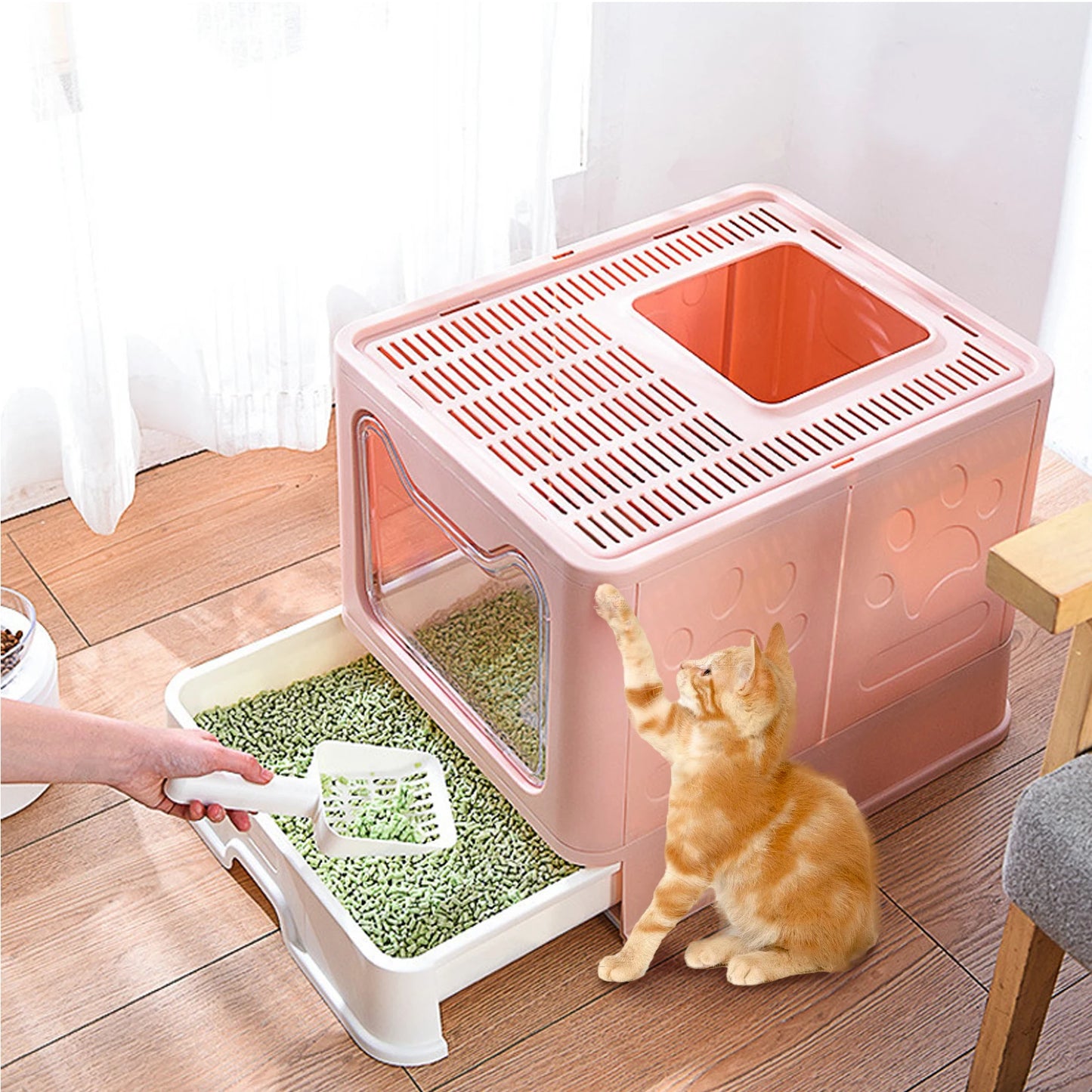 Modern Flexible Tidy Cat Litter Box Enclosure