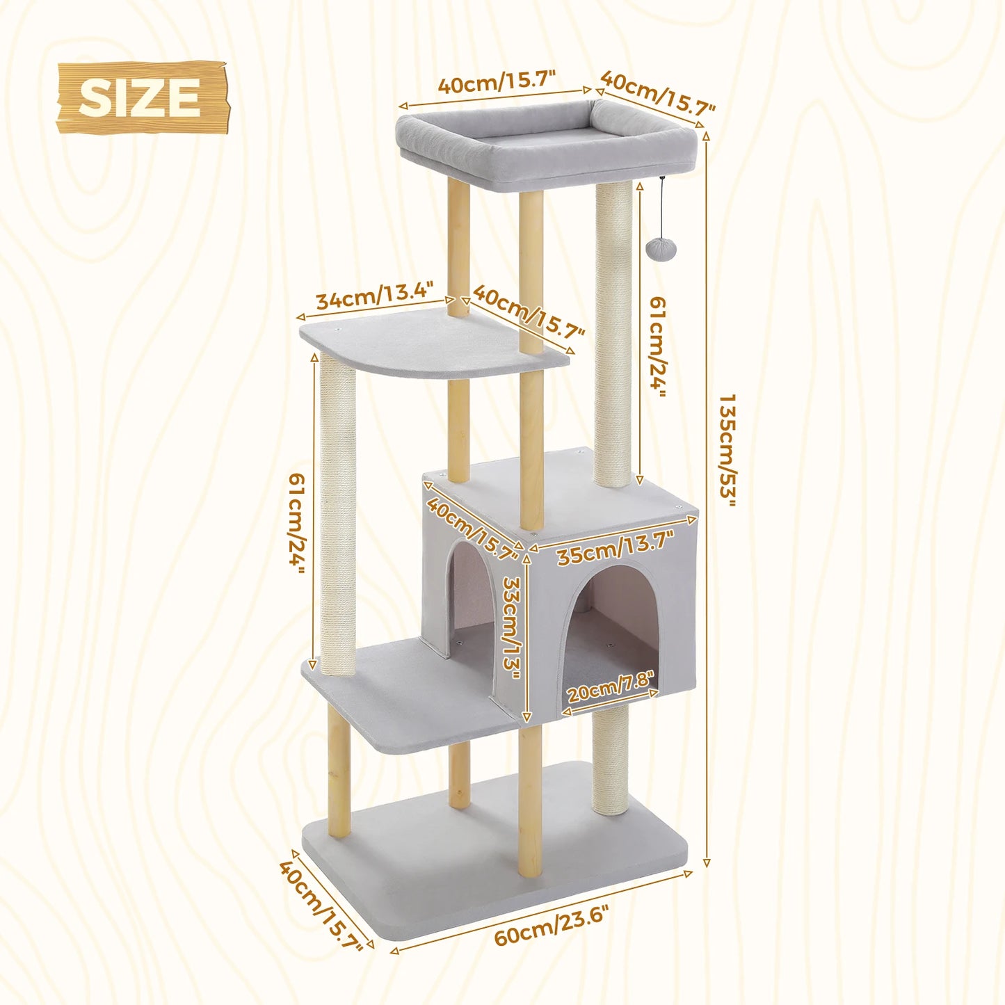 Modern Wooden Cat Tree for Indoor Cats