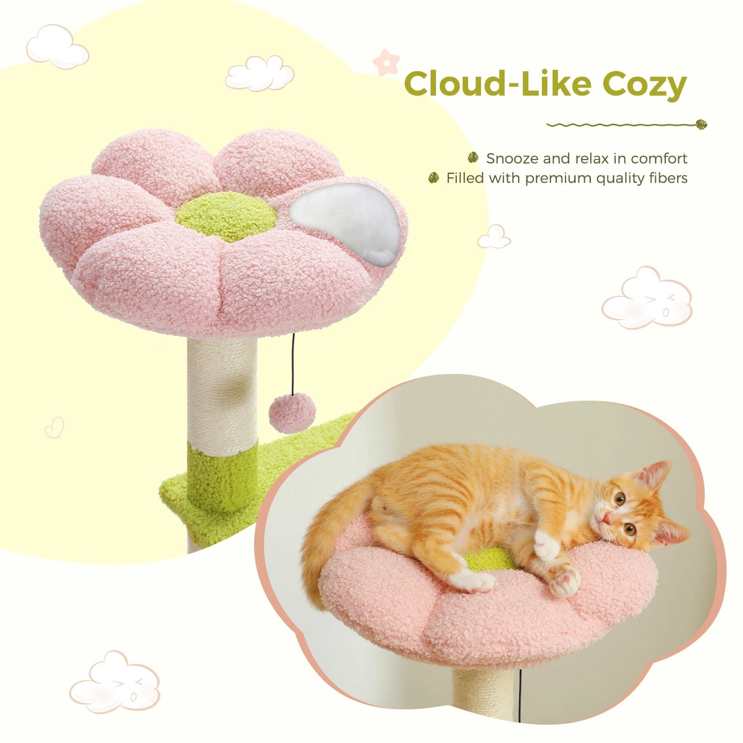 Multi-Level Flower Cat Tree Tower