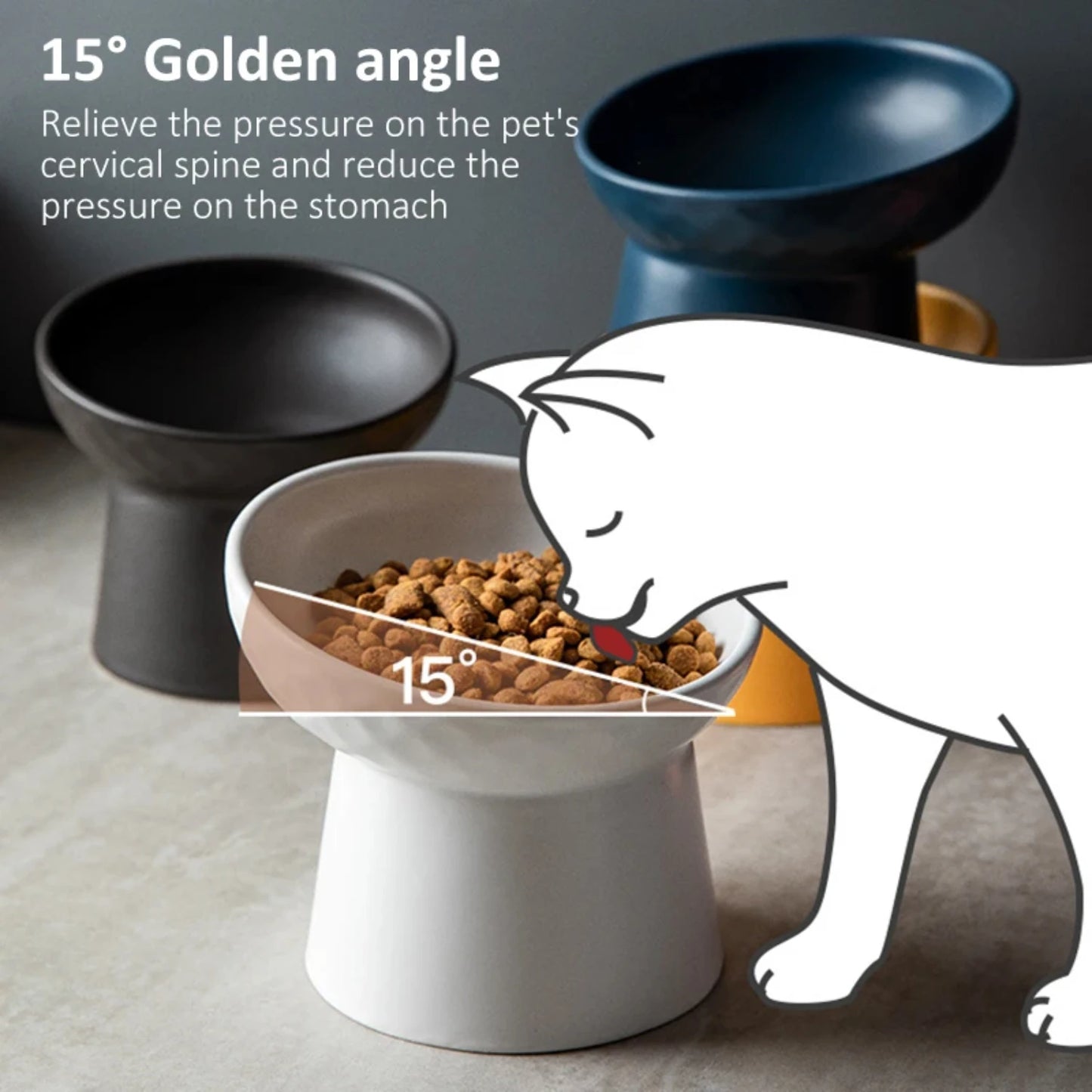 Cat Nordic Style Food Water Bowl