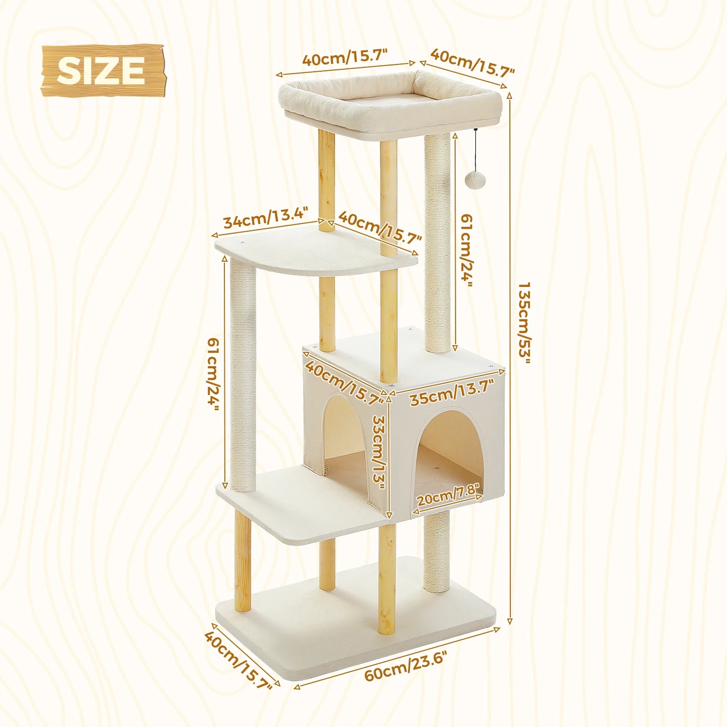 Modern Wooden Cat Tree for Indoor Cats