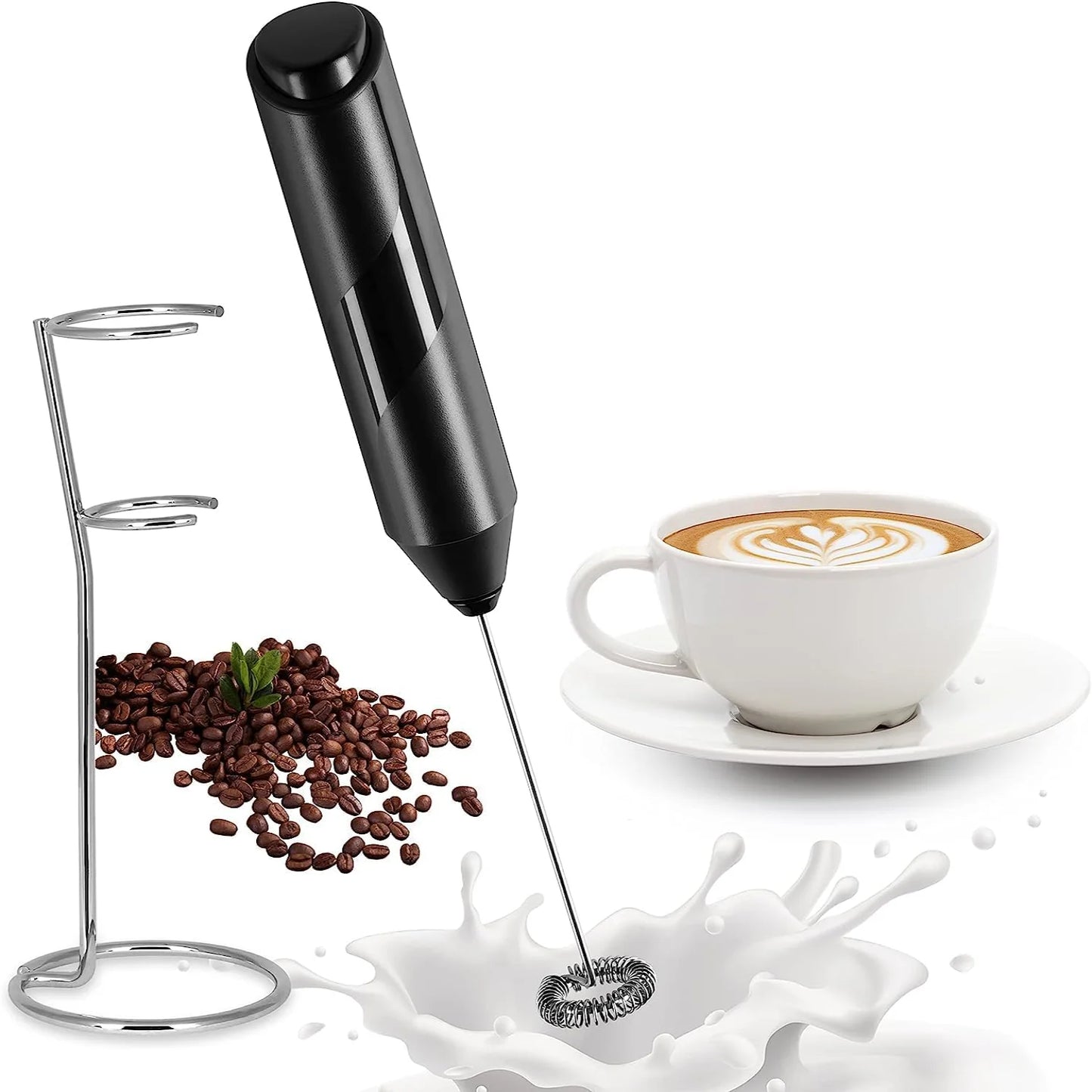 Milk Frother with Stainless Steel Stand