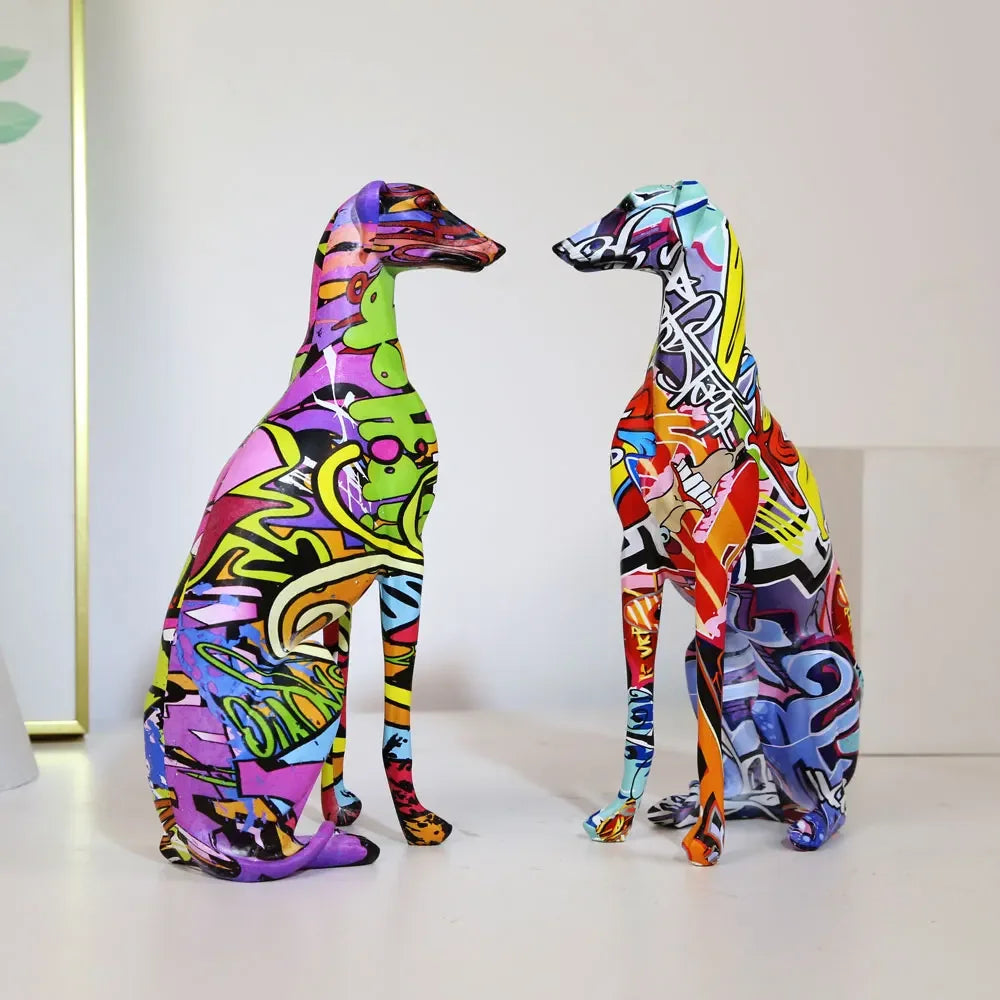 Modern Creative Painted Colorful Greyhound Doberman
