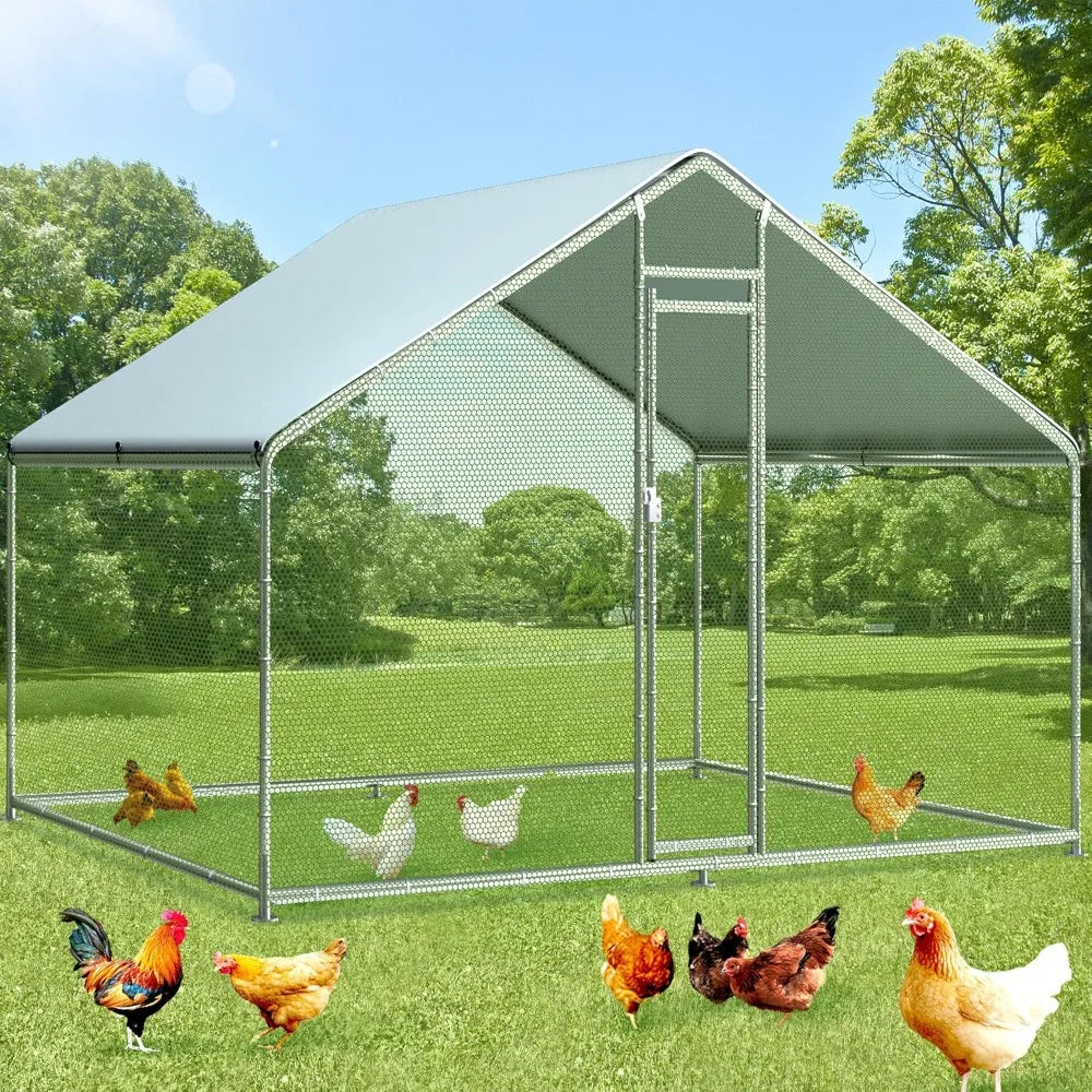 Large Metal Chicken Coop Run for 6/8/10 Chickens