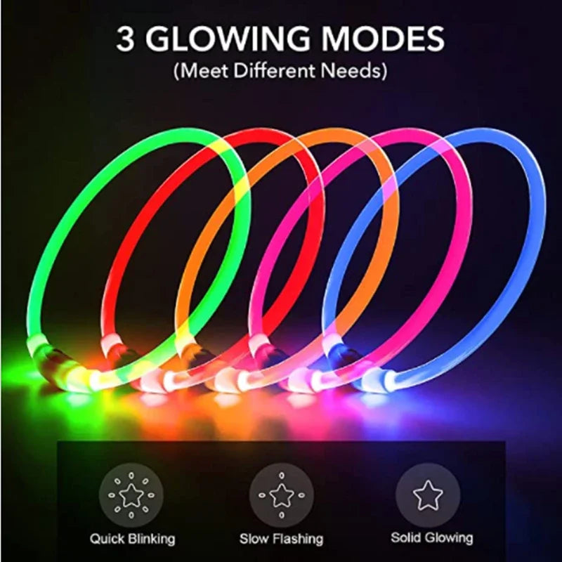 USB Charging Necklace Led Luminous Dog Collar Light