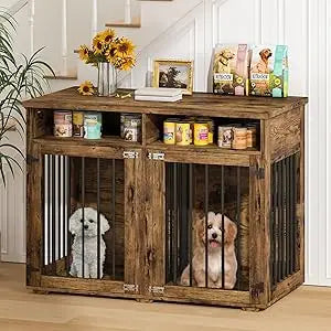72'' Dog Crate Furniture for 2 Dogs