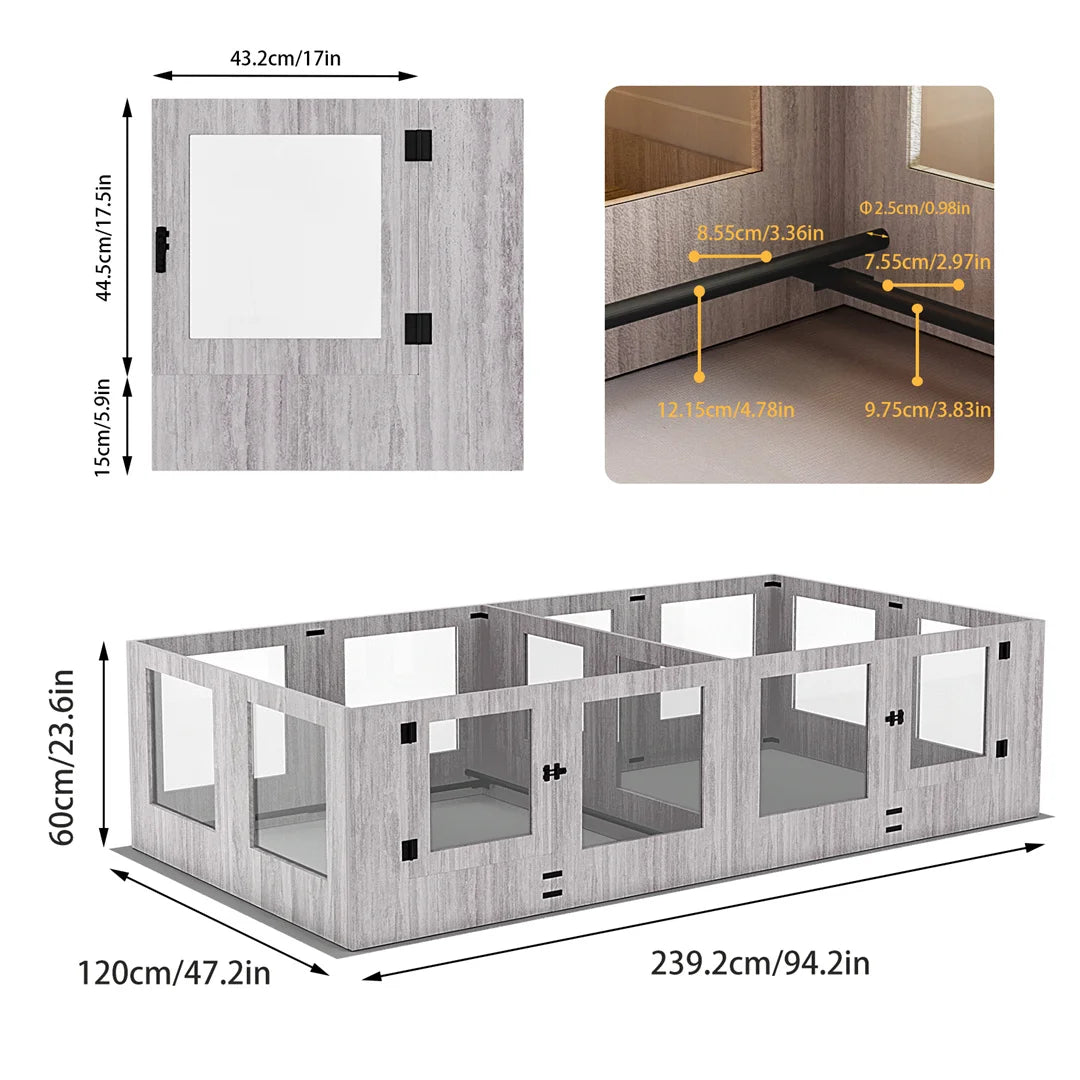 Tempered Glass Pet Whelping Box