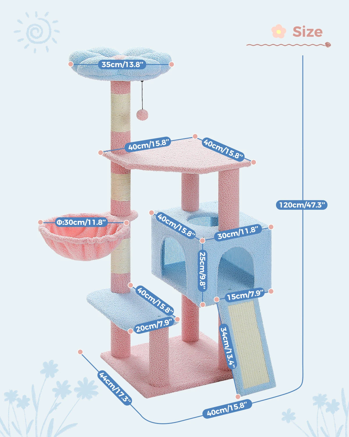 Multi-Level Flower Cat Tree Tower