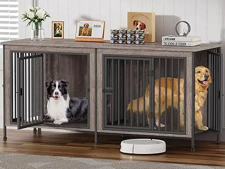 78 Inch Dog Cage Furniture for 2 Dogs