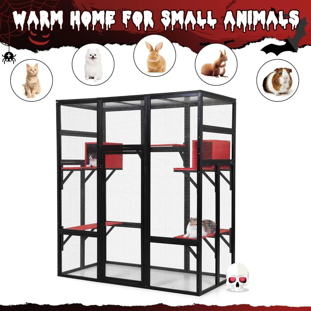 Large Spacious Wooden Catio Outdoor Cat Cage
