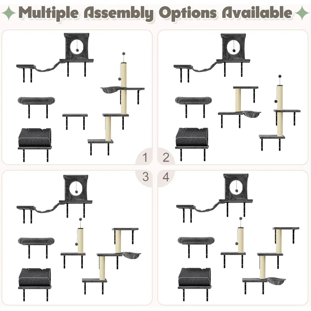 7-in-1 Wall Mounted Cat Climber Set