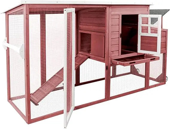 Wooden 75" Chicken Coop with Wheels