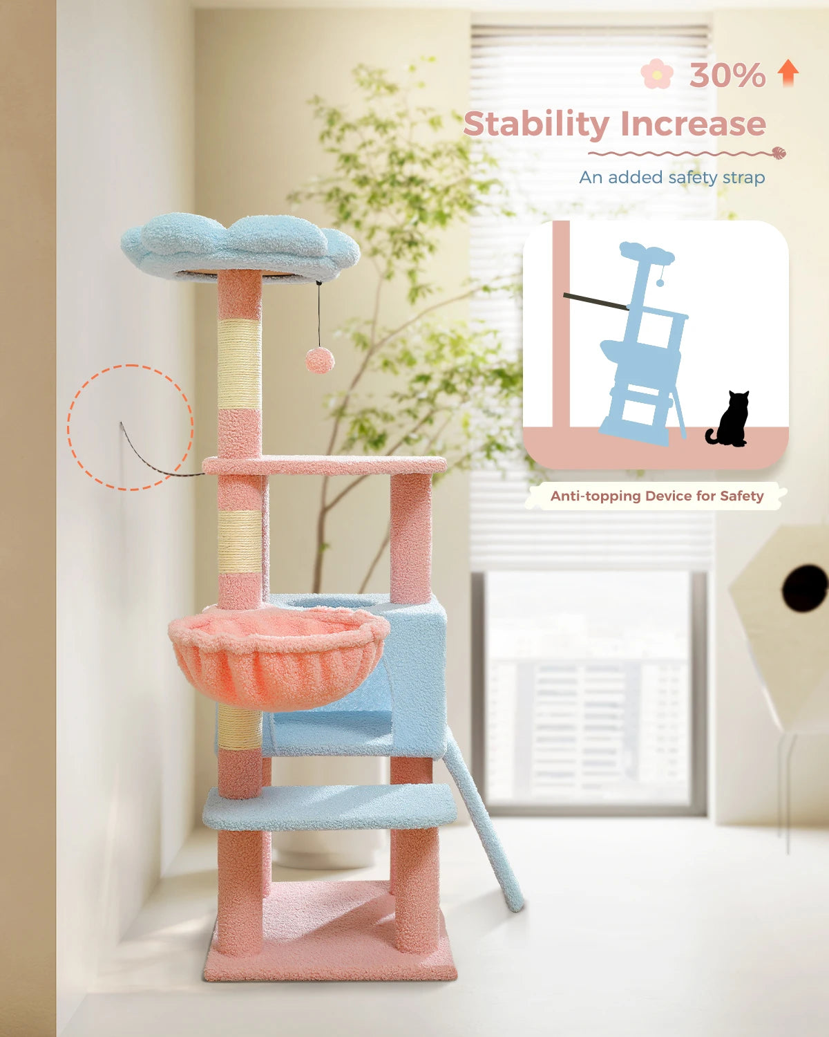 Multi-Level Flower Cat Tree Tower