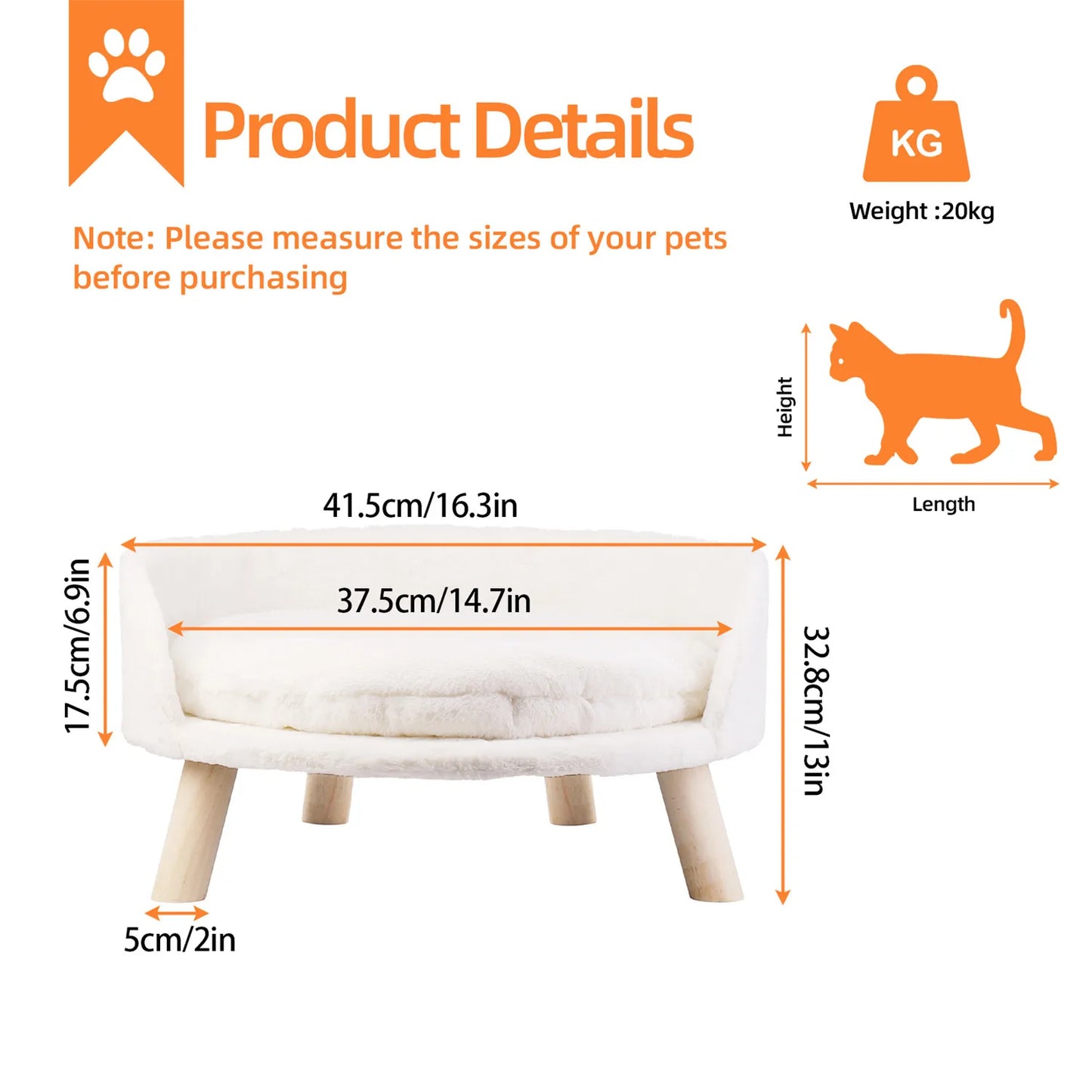 Pet Sofa Bed Raised Cat Chair Small Dog Couch Bed