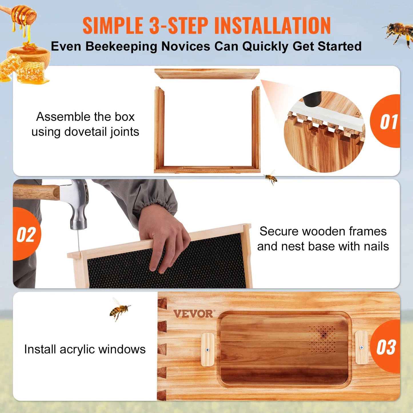 VEVOR Bee Hive Deep Box Starter Kit