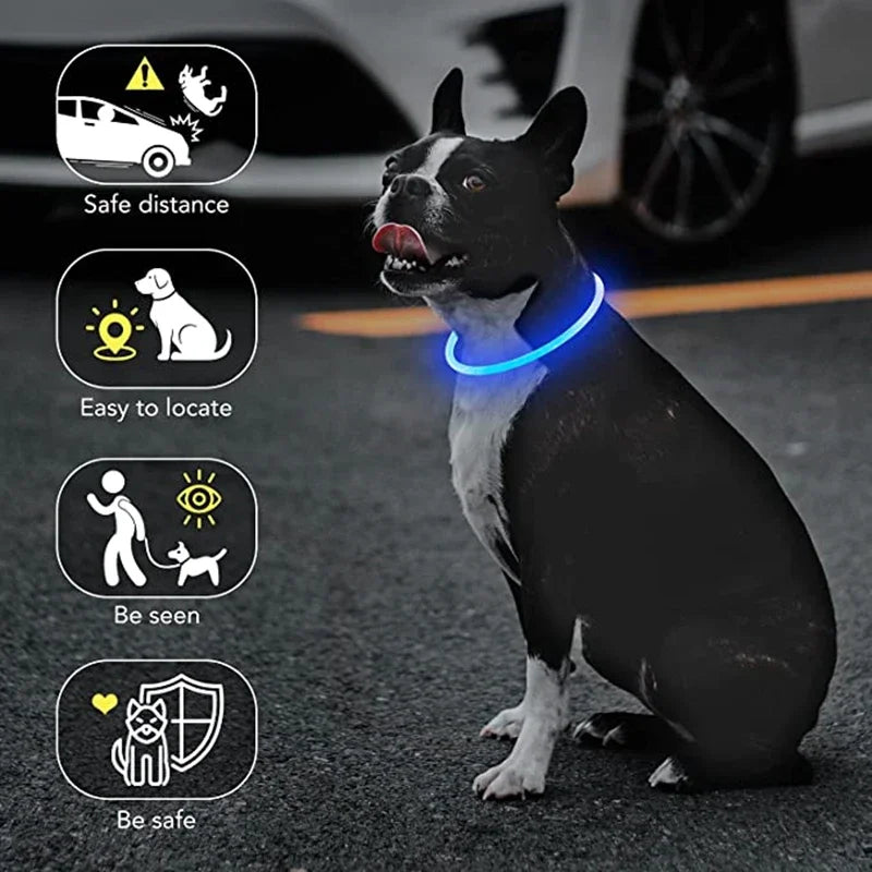 USB Charging Necklace Led Luminous Dog Collar Light