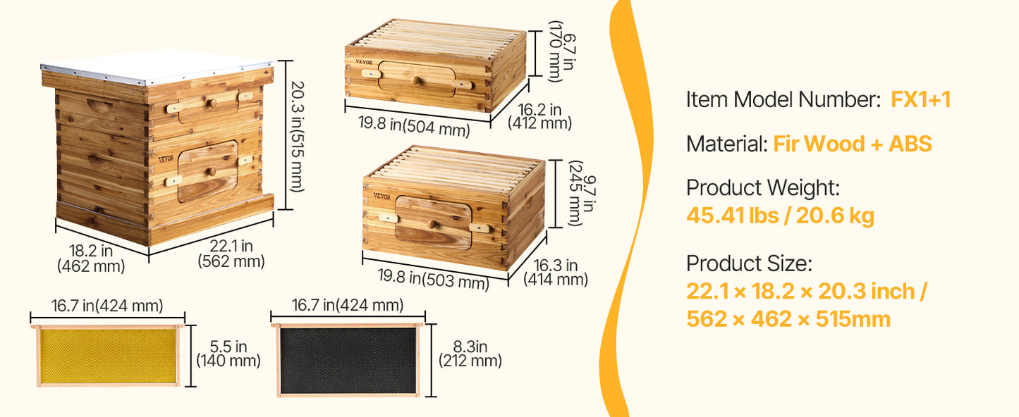 VEVOR Bee Hive Deep Box Starter Kit