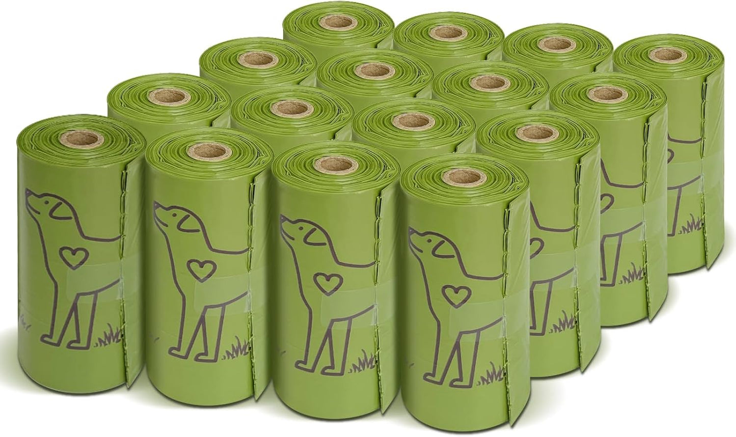 Dog Poop Bag Set with Dispenser & Leash Clip