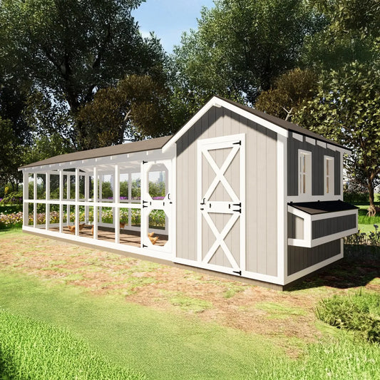 8x32 Large Chicken Coop Plans with 24ft Run