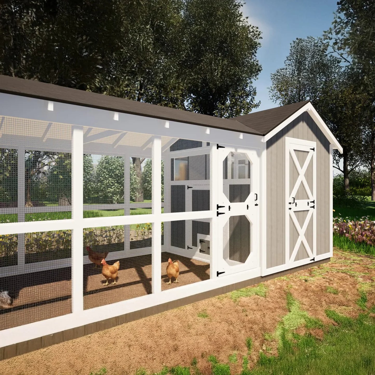 8x32 Large Chicken Coop Plans with 24ft Run