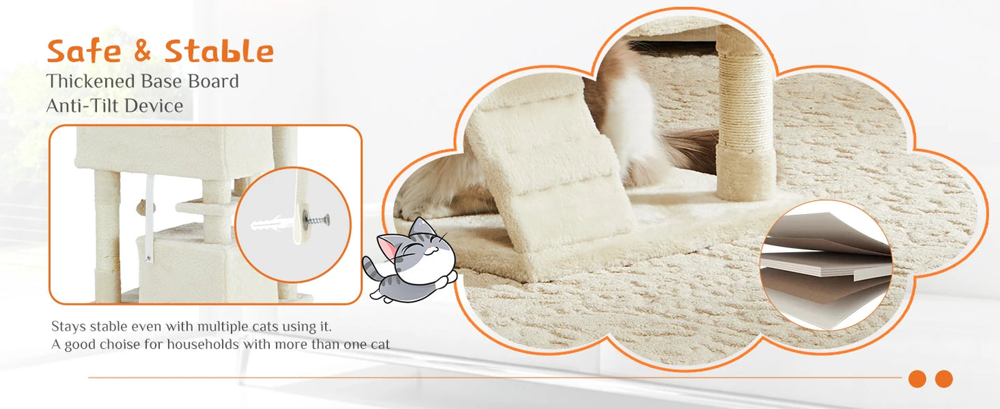 JHK 54in Tall Multi-Level Cat Tree Tower