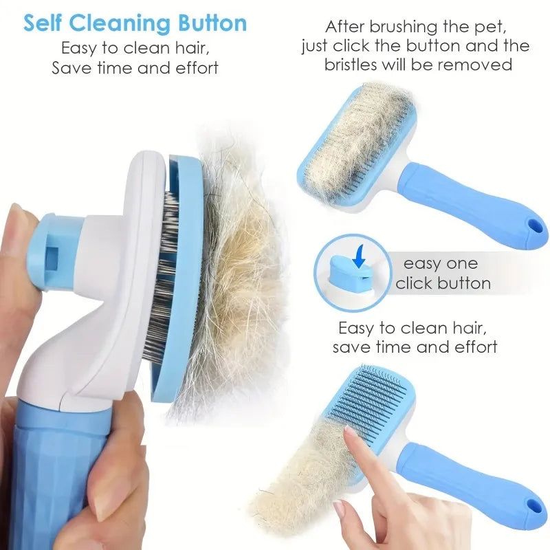One-Button Pet De-shedding Brush