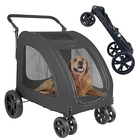 Foldable Pet Jogger Stroller for Large Dogs up to 110 lbs