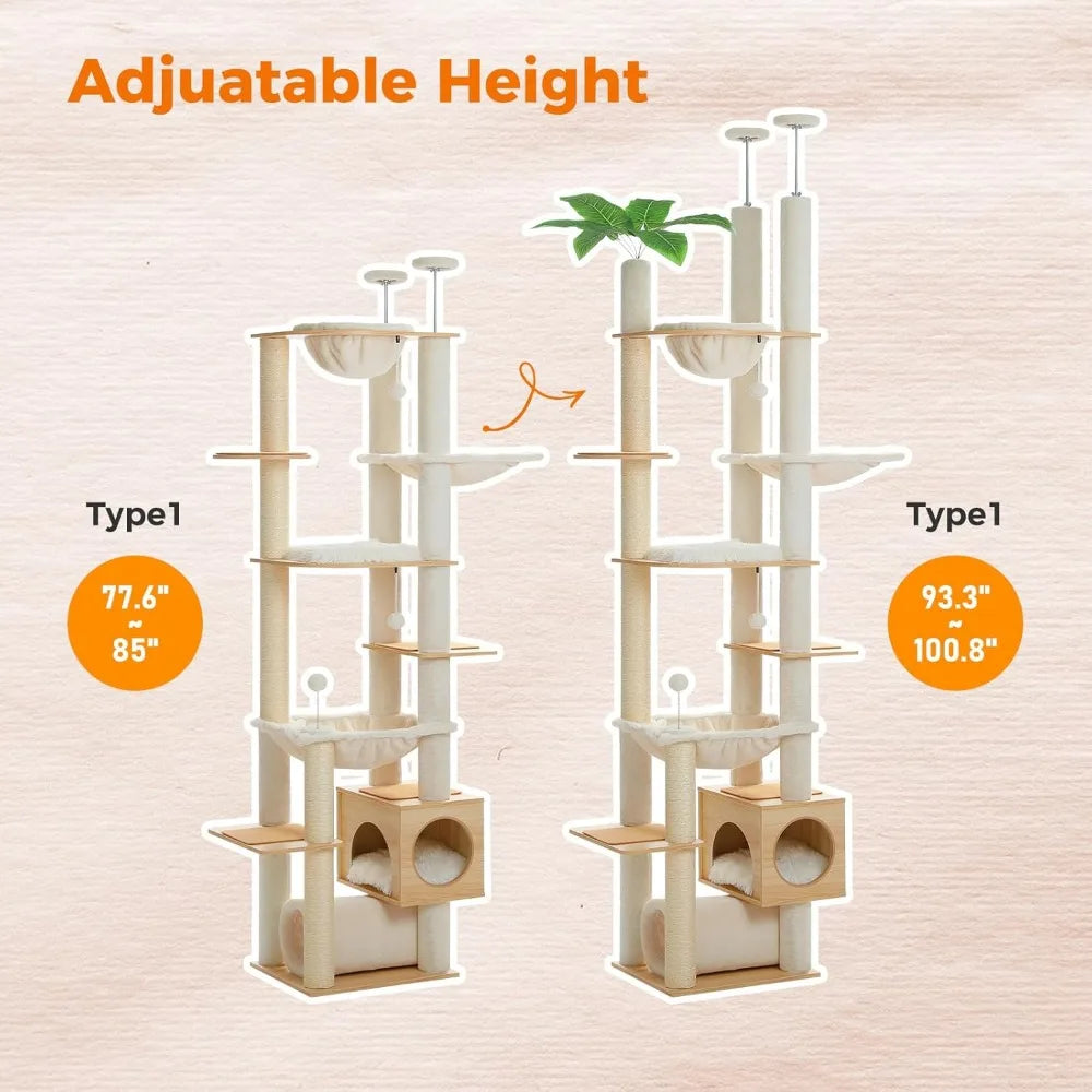 PEQULTI Floor to Ceiling Cat Tree 93.3’’-100.8’’